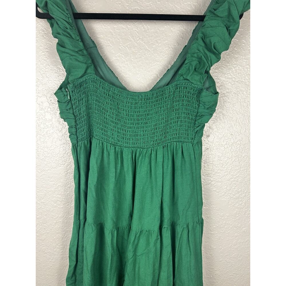 Jason Wu Green Ruched Ruffle Tiered Maxi V Neck Dress Size M Wedding Graduation - Picture 8 of 10